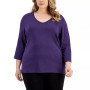 Plus Size 3/4-Sleeve V-Neck Top, Created for Macy's