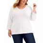 Plus Size 3/4-Sleeve V-Neck Top, Created for Macy's