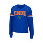 Women's Royal Florida Gators Sweep Pass Sleeve Stripe Raglan Pullover Sweatshirt
