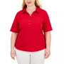 Plus Size Cotton Polo-Collar Short-Sleeve Top, Created for Macy's