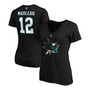 Women's Patrick Marleau Black San Jose Sharks Authentic Stack Name Number V-Neck T-shirt