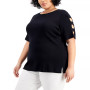 Plus Size Cotton Cutout-Sleeve Top, Created for Macy's