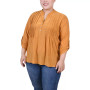 Plus Size 3/4 Roll Tab Pullover Top