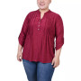 Plus Size 3/4 Roll Tab Pullover Top