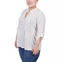 Plus Size 3/4 Roll Tab Pullover Top