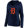 Plus Size Navy Detroit Tigers Official Logo Crossover V-Neck Pullover Hoodie