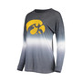 Women's Heathered Black, Heathered Gray Iowa Hawkeyes Winkle Dip-Dye Long Sleeve T-Shirt