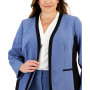 Plus Size Stretch Crepe Framed Open-Front Jacket