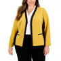 Plus Size Stretch Crepe Framed Open-Front Jacket