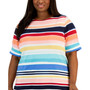 Plus Size Honolulu Stripes Boat-Neck Top, Created for Macy's