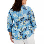 Plus Size Floral-Print Roll-Tab-Sleeve Top, Created for Macy's