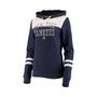 Women's Heathered Navy, White New York Yankees Colorblock Tri-Blend Pullover Hoodie