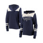 Women's Heathered Navy, White New York Yankees Colorblock Tri-Blend Pullover Hoodie