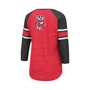 Women's Red and Heathered Charcoal Wisconsin Badgers Scienta Pasadena Raglan 3/4 Sleeve Lace-Up T-shirt