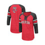 Women's Red and Heathered Charcoal Wisconsin Badgers Scienta Pasadena Raglan 3/4 Sleeve Lace-Up T-shirt
