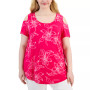 Plus Size Tropic Floral Cold-Shoulder Top, Created for Macy's