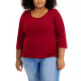 Plus Size Cotton 3/4-Sleeve T-Shirt