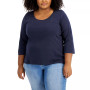 Plus Size Cotton 3/4-Sleeve T-Shirt