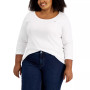 Plus Size Cotton 3/4-Sleeve T-Shirt