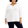 Plus Size 3/4-Sleeve Henley Top, Created for Macy's