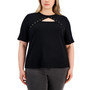 Plus Size Ribbed Studded Top, Created for Macy's