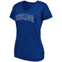 Women's Heathered Royal Chicago Cubs Wordmark Tri-Blend V-Neck T-shirt