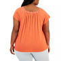 Plus Size Embroidered Square Neck Top, Created for Macy's