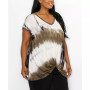 Plus Size Hand Tie Dye V-Neck Twist Front Top