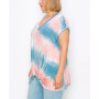 Plus Size Hand Tie Dye V-Neck Twist Front Top