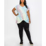 Plus Size Hand Tie Dye V-Neck Twist Front Top