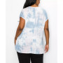 Plus Size Hand Tie Dye V-Neck Twist Front Top