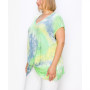 Plus Size Hand Tie Dye V-Neck Twist Front Top