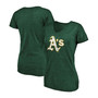 Women's Plus Size Heathered Green Oakland Athletics Core Weathered Tri-Blend V-Neck T-shirt