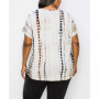 Plus Size Hand Tie Dye V-Neck Rolled Sleeve Top