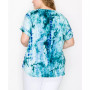 Plus Size Hand Tie Dye V-Neck Rolled Sleeve Top