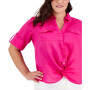 Plus Size Linen Twist-Hem Top, Created for Macy's