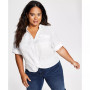 Plus Size Linen Twist-Hem Top, Created for Macy's
