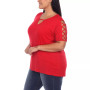 Plus Size Keyhole Neck Cutout Short Sleeve Top