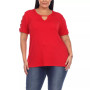 Plus Size Keyhole Neck Cutout Short Sleeve Top