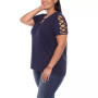 Plus Size Keyhole Neck Cutout Short Sleeve Top