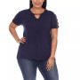 Plus Size Keyhole Neck Cutout Short Sleeve Top