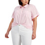 Plus Size Cotton Crinkled Striped Camp Shirt