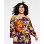 Plus Size Off-The-Shoulder Printed Top