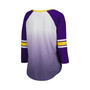 Women's White, Purple LSU Tigers Lead Off Ombre Raglan 3/4-Sleeve V-Neck T-shirt