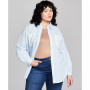 Plus Size Seersucker Long-Sleeve Button-Up Shirt