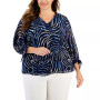 Plus Size Zebra-Print Necklace Top, Created for Macy's
