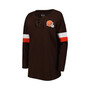 Women's Brown Cleveland Browns Athletic Varsity Lace-Up Long Sleeve T-shirt