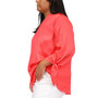 Plus Size Tie-Cuff 3/4-Sleeve Blouse