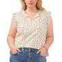 Plus Size Floral-Print Ruffled Cap-Sleeve Top