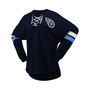 Women's Branded Navy Tennessee Titans Spirit Jersey Lace-Up V-Neck Long Sleeve T-shirt